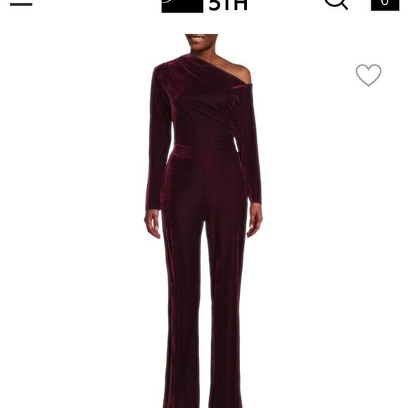 Reiss Ella Red One Shoulder Velvet Jumpsuit | Size 8 - Picture 1 of 8